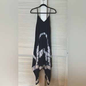 Navy blue tie dye handkerchief hem summer dress